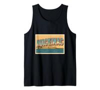 Mackinac Bridge Michigan Travel Retro Vintage Postal Style Camiseta sin Mangas