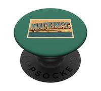 Mackinac Bridge Michigan Travel Retro Vintage Postal Style PopSockets PopGrip Adhesivo