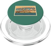 Mackinac Bridge Michigan Travel Retro Vintage Postal Style PopSockets PopGrip para MagSafe