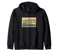 Mackinac Bridge Michigan Travel Retro Vintage Postal Style Sudadera con Capucha