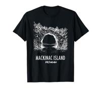 Mackinac Island Michigan Arch Rock Art Ilustración Souvenir Camiseta