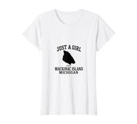 Mackinac Island Michigan MI Recuerdo Recordatorio Hombres Mujeres Camiseta gráfica económica, Mujer, Blanco, S