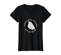 Mackinac Island Michigan MI Recuerdo Recordatorio Hombres Mujeres Camiseta gráfica económica, Mujer, Negro, S