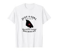 Mackinac Island Michigan MI Recuerdo Recordatorio Niña Mujer Camiseta gráfica económica, Hombre, Blanco, S