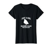 Mackinac Island Michigan MI Recuerdo Recordatorio Niña Mujer Camiseta gráfica económica, Mujer, Negro, XS