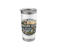 Mackinac Island Michigan Souvenir Novedad Diseño Gráfico Vaso térmico de acero inoxidable de doble pared