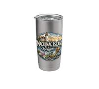 Mackinac Island Michigan Souvenir Novedad Diseño Gráfico Vaso térmico de acero inoxidable de doble pared