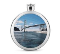Mackinac - Petaca de whisky con puente colgante, pequeña botella portátil de licor de viaje, termo de acero inoxidable a prueba de fugas para bodas, padrinos de boda, regalo de dama de honor, 5 onzas