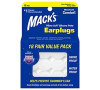 Mack's Pillow - Tapones de silicona suave para los oídos, 18 pares, los tapones originales de masilla de silicona moldeable para dormir, roncar, nadar, viajar, conciertos y estudiar