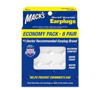 Mack's Pillow - Tapones de silicona suaves para dormir, roncar, nadar, viajar, conciertos y estudiar. 8 pares, fabricados originales de masilla moldeable
