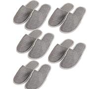 Mackur Desechables Zapatillas Algodón Hotel Slipper Cerrado Universal tamaño para Hotel Viajes 5 Pares, algodón, Gris, Medium