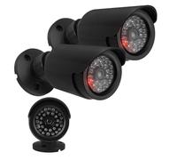 Maclean Cámara Falsa IR1800 LED Parpadeante IP44 | Exterior e Interior Soporte Ajustable Pegatinas de Advertencia Protección preventiva eficaz (2, Negro)