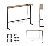 Maclean Consola para Colocar detrás del sofá, regleta de enchufes (Negro) | USB-A de 10 W, altura regulable de 62 a 83 cm, estructura de acero, capacidad de carga de 25 kg, cable de 2,5 m