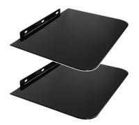 Maclean Estantería de Pared Fabricada en Cristal Templado de Seguridad y Aluminio | Carga MAX. hasta 10 kg | Montaje en Pared para Sistemas Hi-Fi, Consolas y Reproductores de DVD | Negro | MC-738 (2)