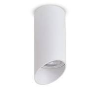 Maclean Foco de Superficie con Casquillo GU10 hasta 40W | Lámpara de Techo de Aluminio para Uso Interior | Diseño Moderno | 55x130 milímetros (Blanco, 1 unidad + bombilla blanca cálida, 7 W)