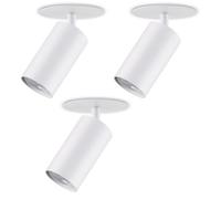 Maclean Foco Empotrable de Techo Redondo de Aluminio | Casquillo GU10 hasta 40W | Foco Moderno Giratorio para Falsos Techos | IP20 (Blanco, 3 unidades con bombilla blanca cálida de 7 W)