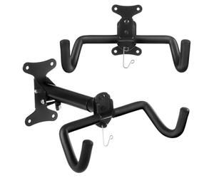 Maclean Juego de 2 Soportes de Pared para Bicicletas hasta 30 kg | Regulable Plegable y Ahorra Espacio | Ganchos de Acero con Revestimiento Protector | Soporte Adicional para Casco | Longitud 37-47 cm