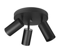 Maclean Lámpara de Techo, 3x GU10 Máx. 40W | Móvil, Aluminio | Foco Moderno para Salón, Oficina, Cocina, Plafón con Puntos de Luz Orientables (Negro, 3x luz blanca cálida, 7 W)
