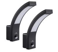 Maclean Lámpara LED para exteriores sensor de movimiento PIR, juego de 2 unidades | 750 lm, 10 W, IP54 | Sensor crepuscular ajustable | Montaje en pared (Negro, 2 unidades)