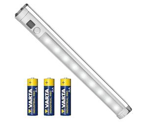 Maclean LED MCE166 Luz para debajo del gabinete con sensor PIR 9 SMD que incluye 3 baterías industriales AA, iluminación interior portátil, rotación de 360°, luz automática sin cables para cocina