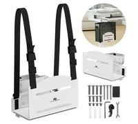 Maclean MC-116W Soporte de Pared para Unidad Central, Ajustable 122-212 mm, Fabricado en Acero Resistente, 10 kg, con Correas de sujeción para Montaje Vertical en Poste de Escritorio