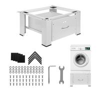 Maclean MC-117W Base para lavadora secadora con cajón incorporado de alta estabilidad hasta 150 kg 63 × 54 cm blanco ergonómico