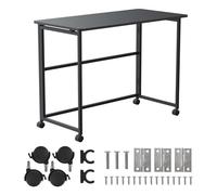 Maclean MC-1250 Escritorio Móvil Plegable de 100 x 50 cm con Estructura de Acero | Capacidad de Carga de 50 kg | Mesa de Trabajo para Ordenador, Mesa de Oficina, Escritorio con Ruedas (Negro)