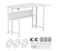 Maclean Escritorio Plegable con Ruedas, Tablero ergonómico (Blanco, 100 x 73 cm, MC-126)