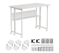 Maclean MC-126 W Escritorio plegable blanco con ruedas 100x58 cm