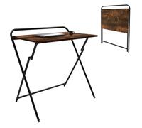 Maclean MC-127 B Escritorio Plegable y Robusto para Portátil de 80 x 50 cm | Capacidad de Carga hasta 50 kg | Mesa de Oficina con Estructura Metálica en Forma de X, Tablero Marrón Rústico