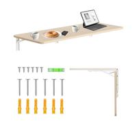 Maclean MC-128 - Estantería de Pared Plegable de 100 x 40 cm, Capacidad de Carga de 50 kg, Mesa Plegable con Bloqueo de Seguridad y Nivel de Burbuja, para Cocina, Oficina, Taller o Garaje (Blanco)