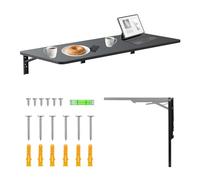 Maclean MC-128 - Estantería de Pared Plegable de 100x40 cm, Capacidad de Carga de 50 kg, Mesa Plegable con Bloqueo de Seguridad y Nivel de Burbuja, para Cocina, Oficina, Taller o Garaje (Negro)