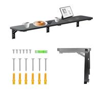 Maclean MC-129 Estante de Pared Plegable 100x20 cm Capacidad de Carga 50 kg Mesa Plegable con Bloqueo Seguro botón Nivel de Burbuja Incluido para Cocina baño (Negro)