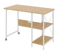 Maclean MC-411 Escritorio Plegable Loft con Tablero y Dos Estantes, Mesa de Trabajo para Ordenador, 2 Ruedas, Carga máx. 150 kg, Dimensiones: 107x45x75 cm (Haya)