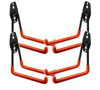 Maclean MC-444 Gancho de Garaje, Soporte de Pared para Neumáticos, Escalera, Bicicleta | Colgador de Herramientas para Organización, Doble de Almacenamiento (4, Carga máx.: 50 kg)