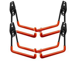 Maclean MC-444 Gancho de Garaje, Soporte de Pared para Neumáticos, Escalera, Bicicleta | Colgador de Herramientas para Organización, Doble de Almacenamiento (4, Carga máx.: 50 kg)