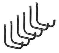 Maclean MC-487 Soportes de pared de acero negros con ganchos para el garaje | para herramientas, neumáticos, ruedas, escaleras, bicicletas, mangueras de jardín y protectores de goma (6)