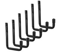 Maclean MC-488 Soportes de pared de acero | ganchos negros para el garaje: para neumáticos, ruedas, escaleras, bicicletas y mangueras de jardín | con recubrimiento de goma y fácil instalación (6)