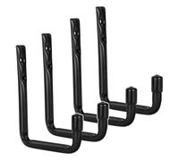 Maclean MC-488 Soportes de pared de acero | ganchos negros para el garaje: para neumáticos, ruedas, escaleras, bicicletas y mangueras de jardín | con recubrimiento de goma y fácil instalación (4)