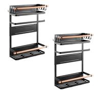 Maclean MC-910 Estante magnético para Nevera/Lavadora con portarrollos y 6 Ganchos extraíbles Estante Colgante Portarrollos de Papel de hasta 12 kg Negro (2)