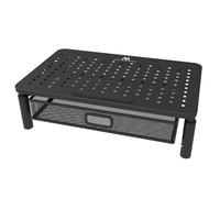 Maclean MC-947 Soporte Ergonómico para Monitor/Portátil con Cajón, Tamaño de Pantalla de 13 a 32 pulgadas, Altura Ajustable, Superficie Perforada