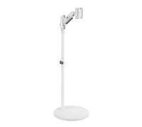 Maclean MC-970 Soporte de Suelo para Monitor Móvil/TV con Ruedas para Pantalla de 17-25", Independiente, Inclinación, Ajustable, VESA 75x75 100x100, Carga de 2 a 10kg (Blanco)