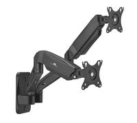 Maclean MC-988 Soporte de Pared para 2 Monitores | para Pantallas Planas y Curvas de 17-32"| Carga MAX. 2x9 kg | VESA 75x75 y 100x100 | Giratorio, Inclinable | Soporte Universal con Resorte Mecánico