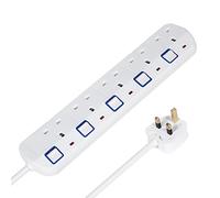 Maclean MC205 UK 5 - Toma con interruptores (Cable de extensión, 1,5 m), Color inglés