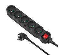 Maclean MCE184 MCE184 - Tira de 5 Salidas con Interruptor (Cable de 3 m)