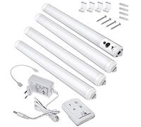 Maclean MCE245 - Lámpara LED para parte inferior del armario (con mando a distancia, con regla, temporizador, 240 lm, luz blanca fría), 4-Module Set 240.00volts