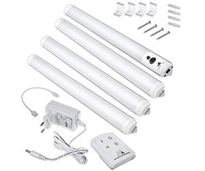 Maclean MCE245 - Lámpara LED para parte inferior del armario (con mando a distancia, con regla, temporizador, 240 lm, luz blanca fría), 4-Module Set 240.00volts