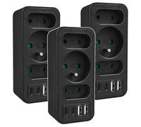 Maclean MCE248 Divisor de 3 Puertos 2X USB-A 2X USB-C PD 20 W | Centro de alimentación Carga rápida protección Infantil diseño Compacto (Negro, 3 Unidades)