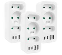 Maclean MCE248 Divisor de 3 Puertos 2X USB-A 2X USB-C PD 20 W | Centro de alimentación Carga rápida protección Infantil diseño Compacto (Blanco, 3 Unidades)