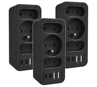 Maclean MCE248 F/B - toma de corriente 3 tomas + 4 USB (2x USB A, 2x USB C PD 20